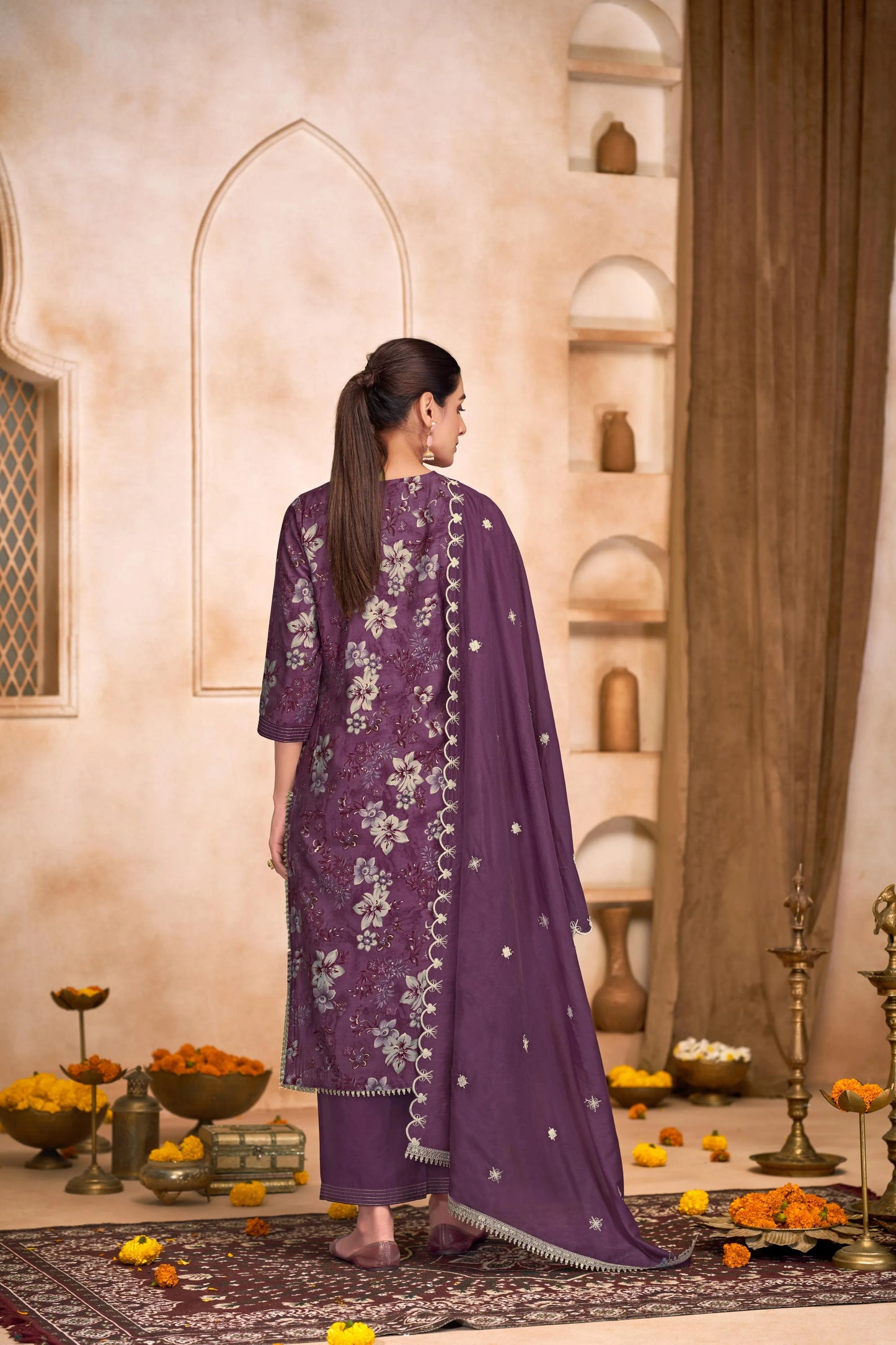 Shehnaaz Purple & Blue Embroidered Kurta Set with Dupatta – Elegant Festive Ethnic Wear for Women - warehousetech13