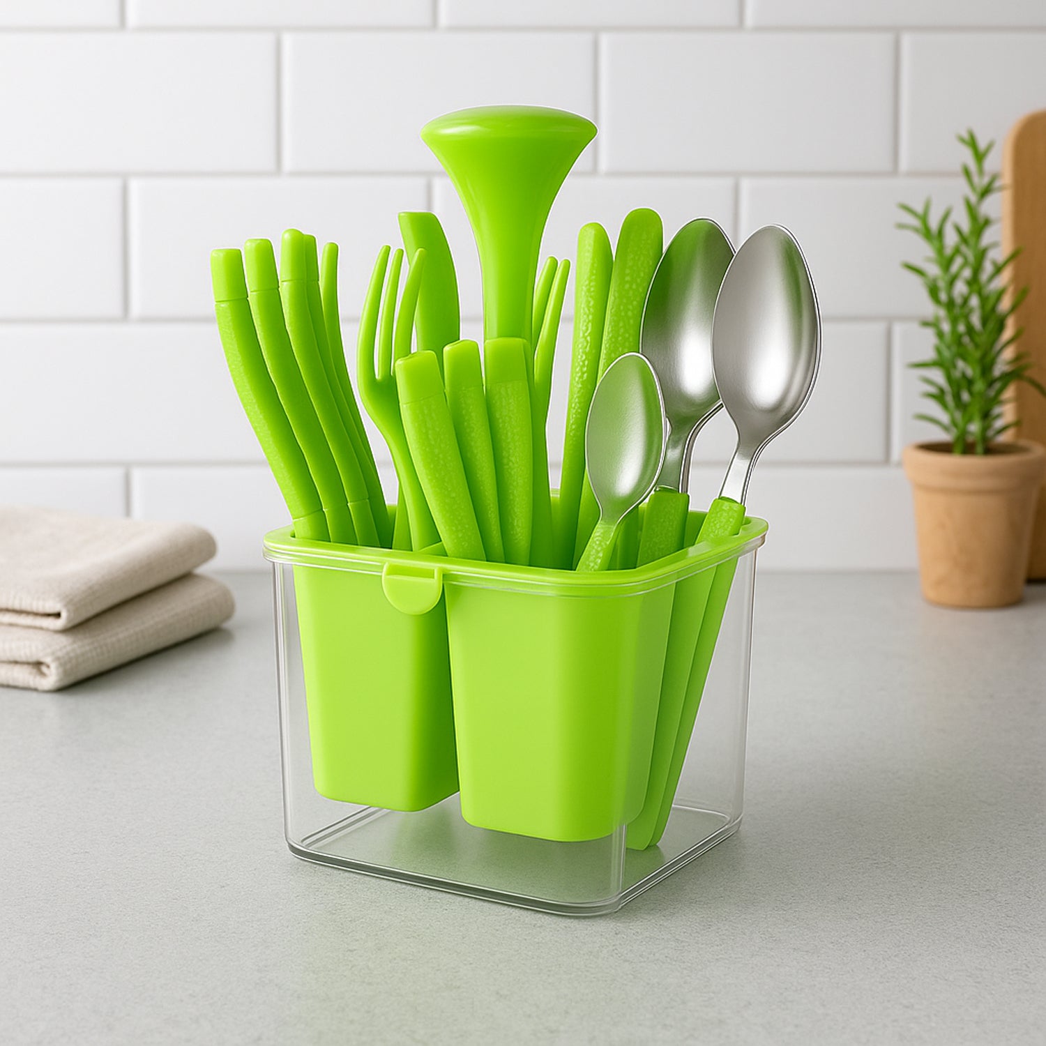 Supermom Premium Fancy Cutlery Set With Holder (24 Pc Set) - warehousetech13