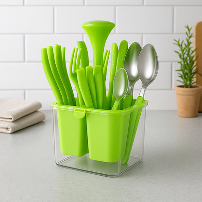 Supermom Premium Fancy Cutlery Set With Holder (24 Pc Set) - warehousetech13