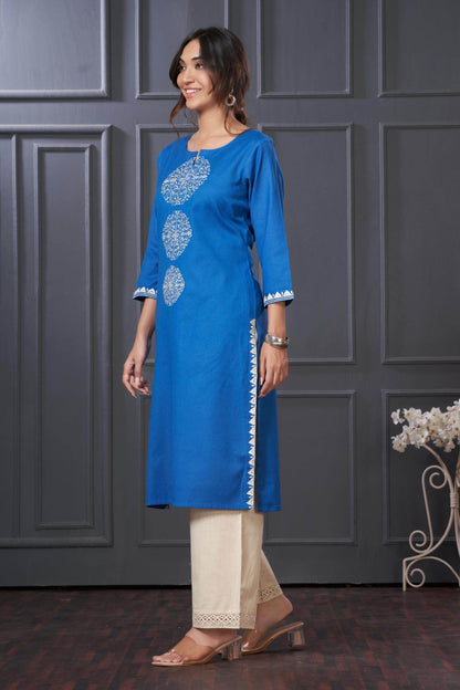 BulBul Hazel Green & Blue Embroidered Cotton Kurta Set – Comfortable, Stylish Ethnic Wear
