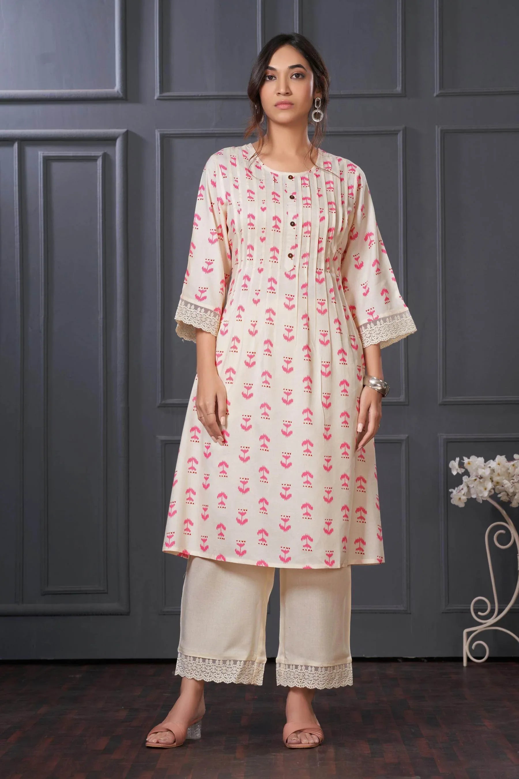 Lily Purple & Pink Abstract Printed Rayon Kurta Set for Women | Elegant Festive Wear by BulBul Fashions - warehousetech13