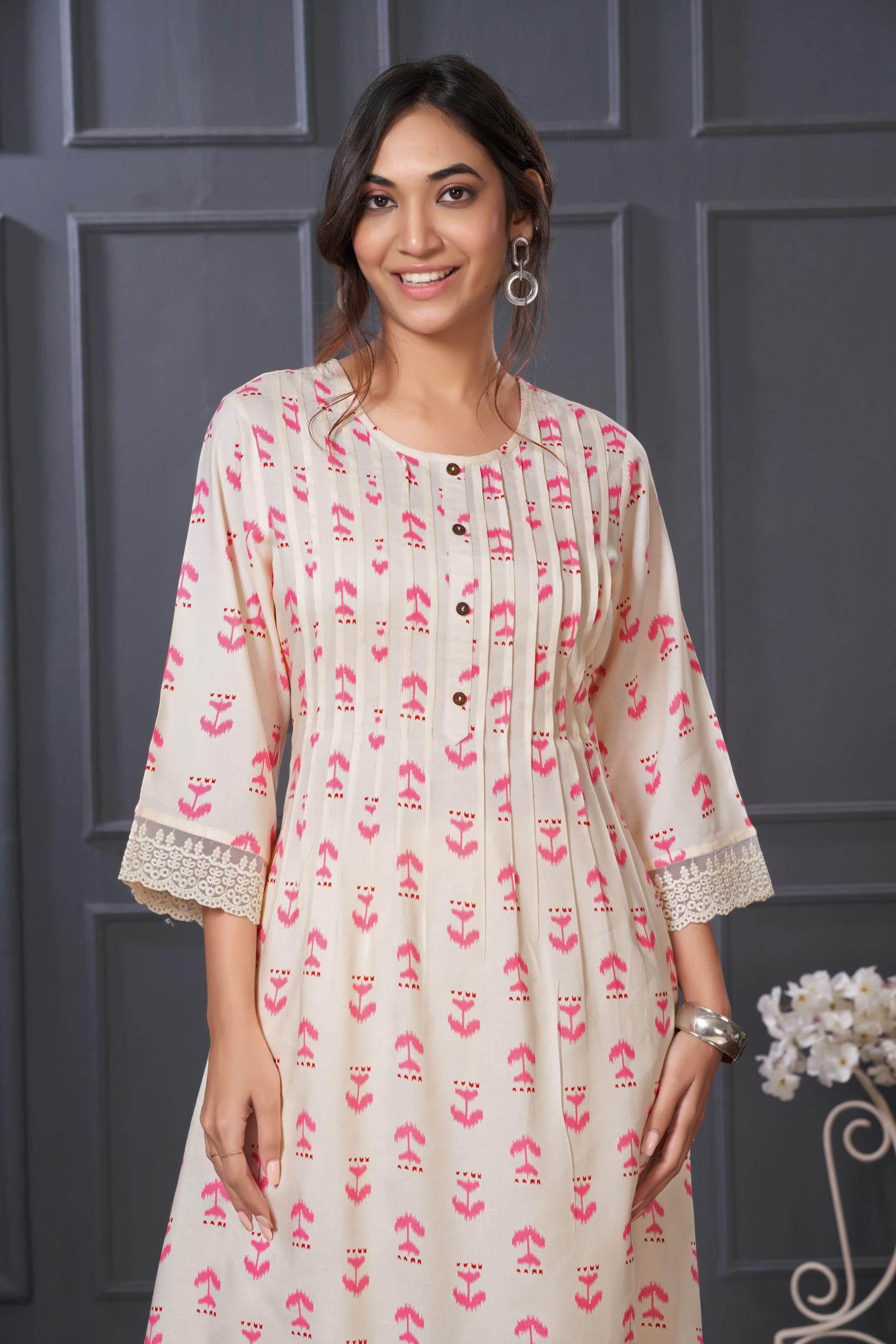 Lily Purple & Pink Abstract Printed Rayon Kurta Set for Women | Elegant Festive Wear by BulBul Fashions - warehousetech13
