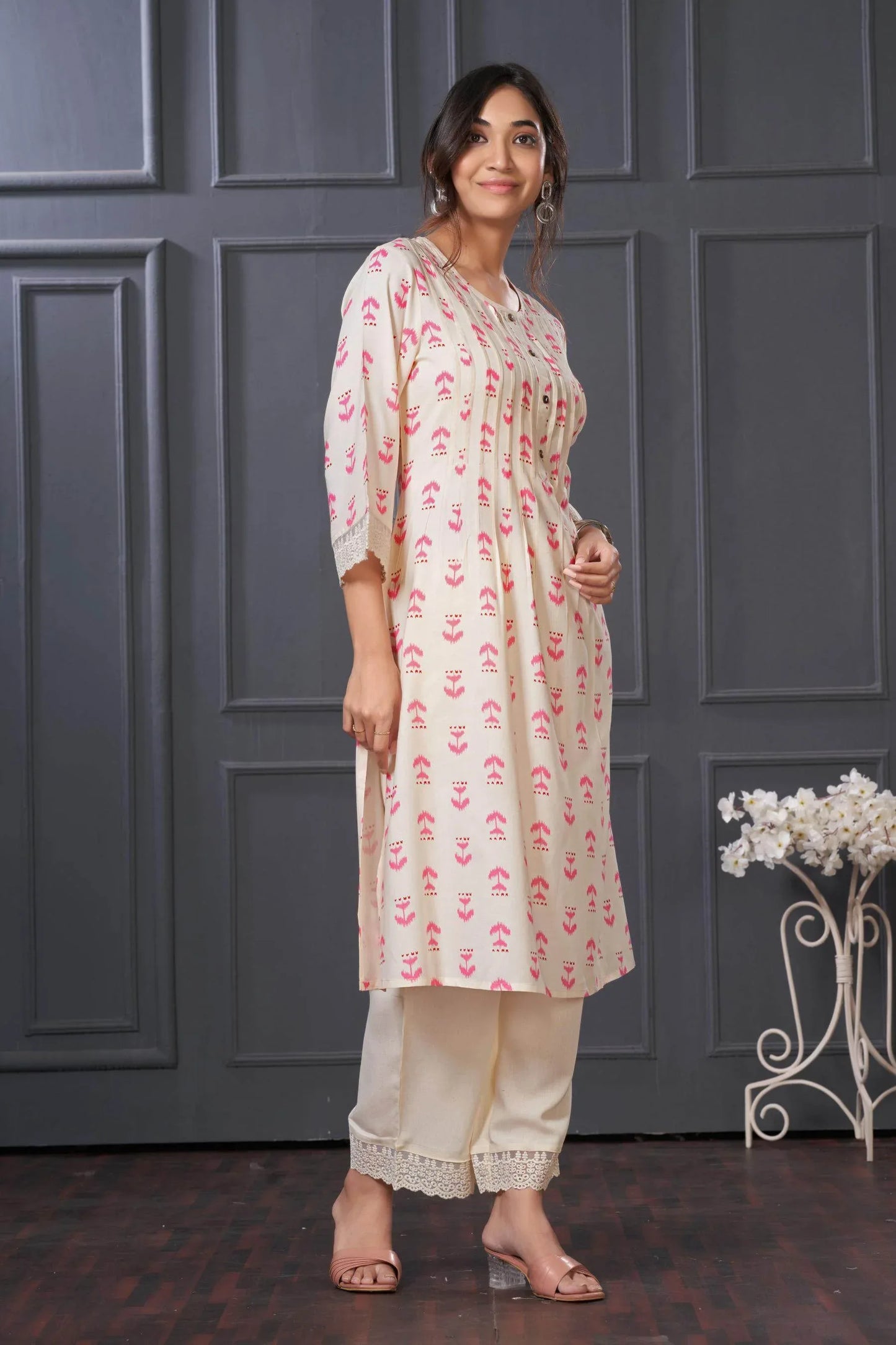 Lily Purple & Pink Abstract Printed Rayon Kurta Set for Women | Elegant Festive Wear by BulBul Fashions - warehousetech13