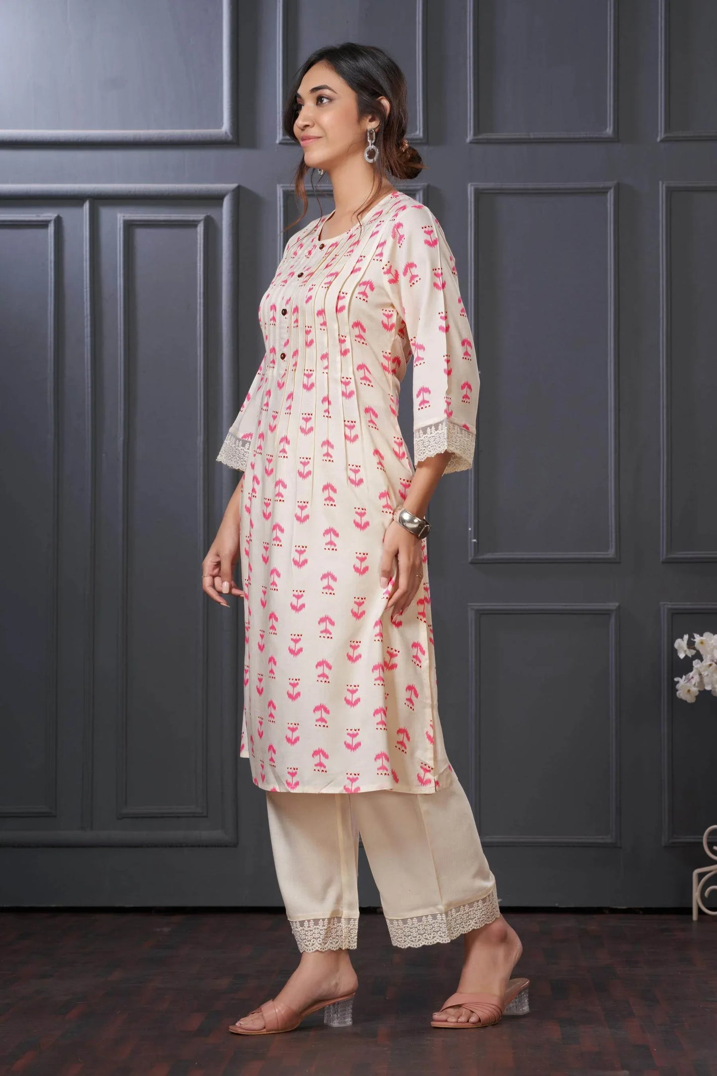 Lily Purple & Pink Abstract Printed Rayon Kurta Set for Women | Elegant Festive Wear by BulBul Fashions - warehousetech13