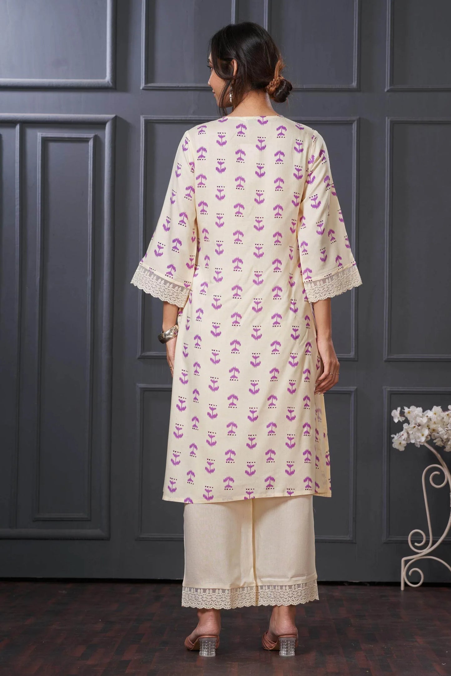 Lily Purple & Pink Abstract Printed Rayon Kurta Set for Women | Elegant Festive Wear by BulBul Fashions - warehousetech13