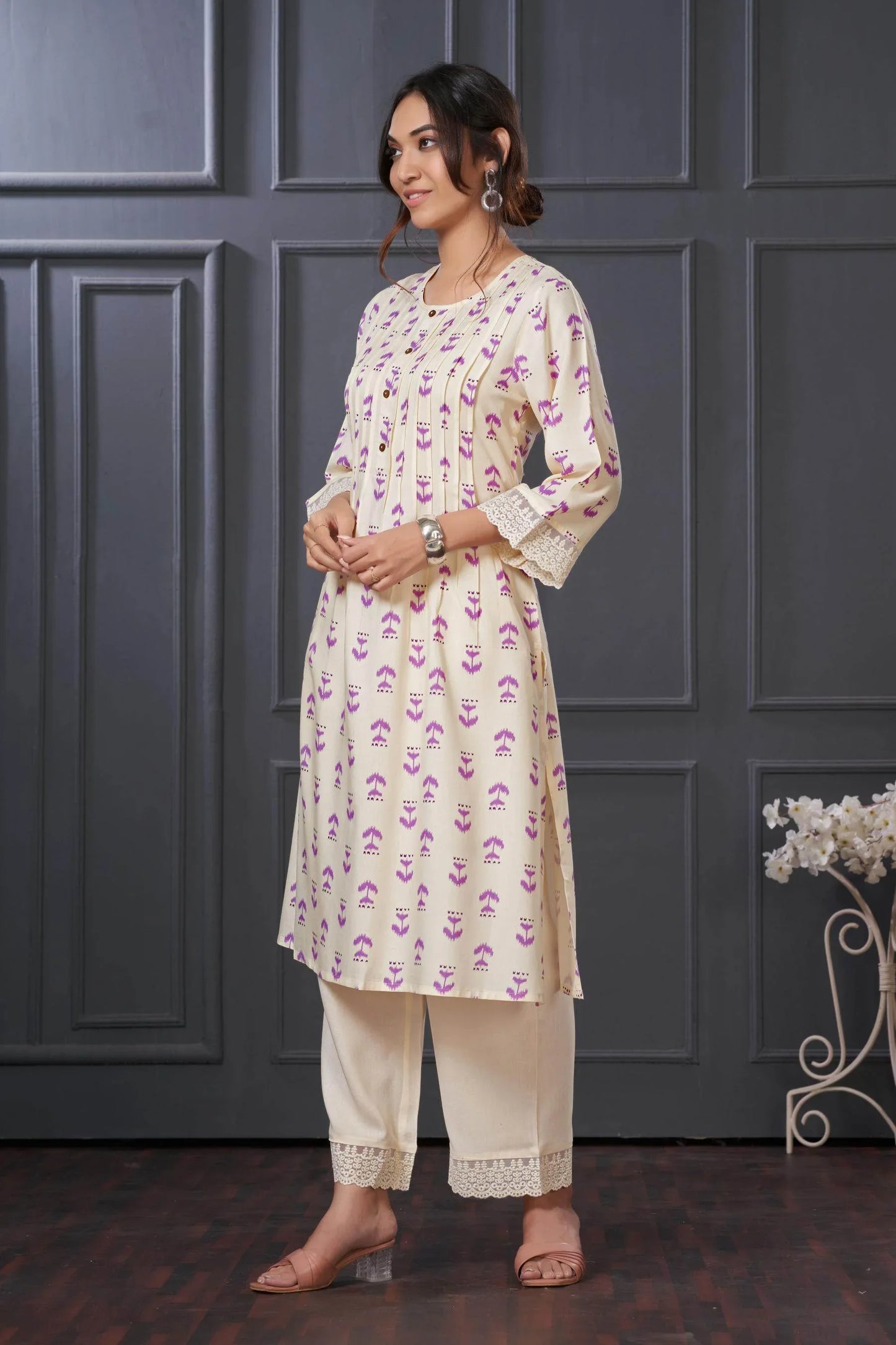 Lily Purple & Pink Abstract Printed Rayon Kurta Set for Women | Elegant Festive Wear by BulBul Fashions - warehousetech13