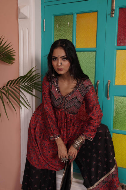 Kanishka Red Chanderi Kurta Set with Matching Dupatta - Perfect Ethnic Wear