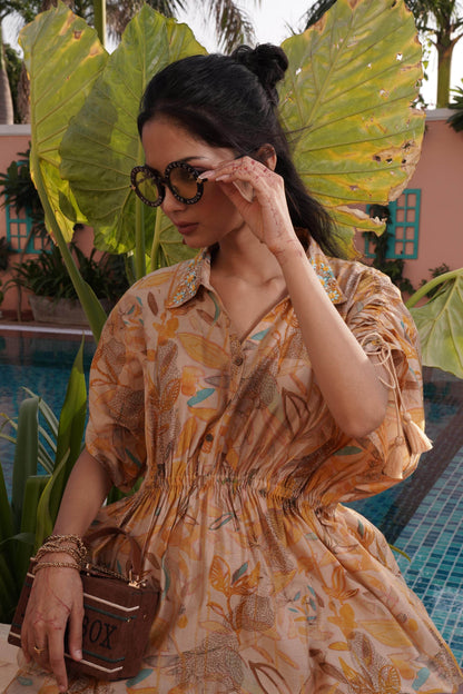 Ishika Blue & Yellow Chanderi Co-Ord Set – Elegant Modal Fabric Outfit