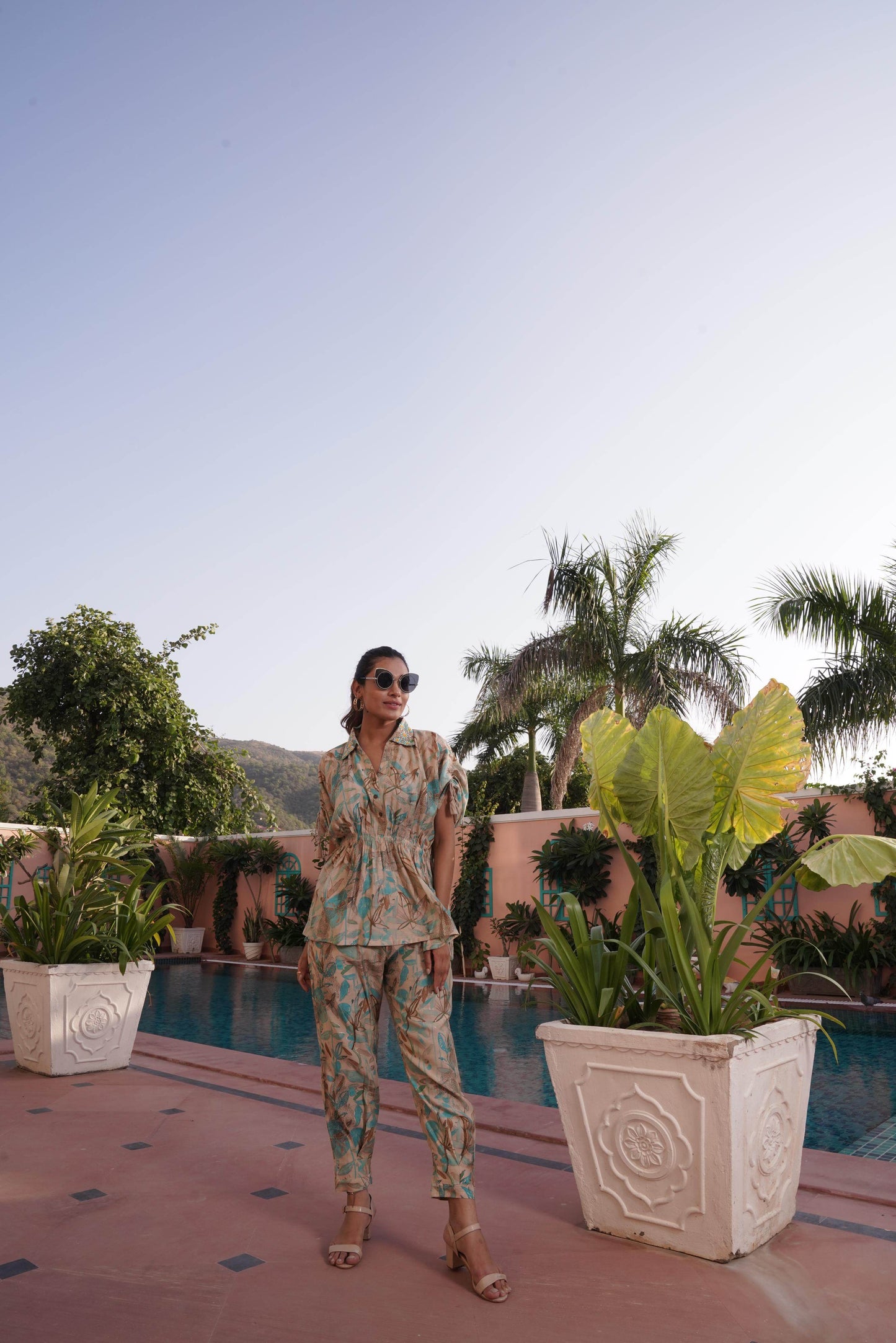 Ishika Blue & Yellow Chanderi Co-Ord Set – Elegant Modal Fabric Outfit