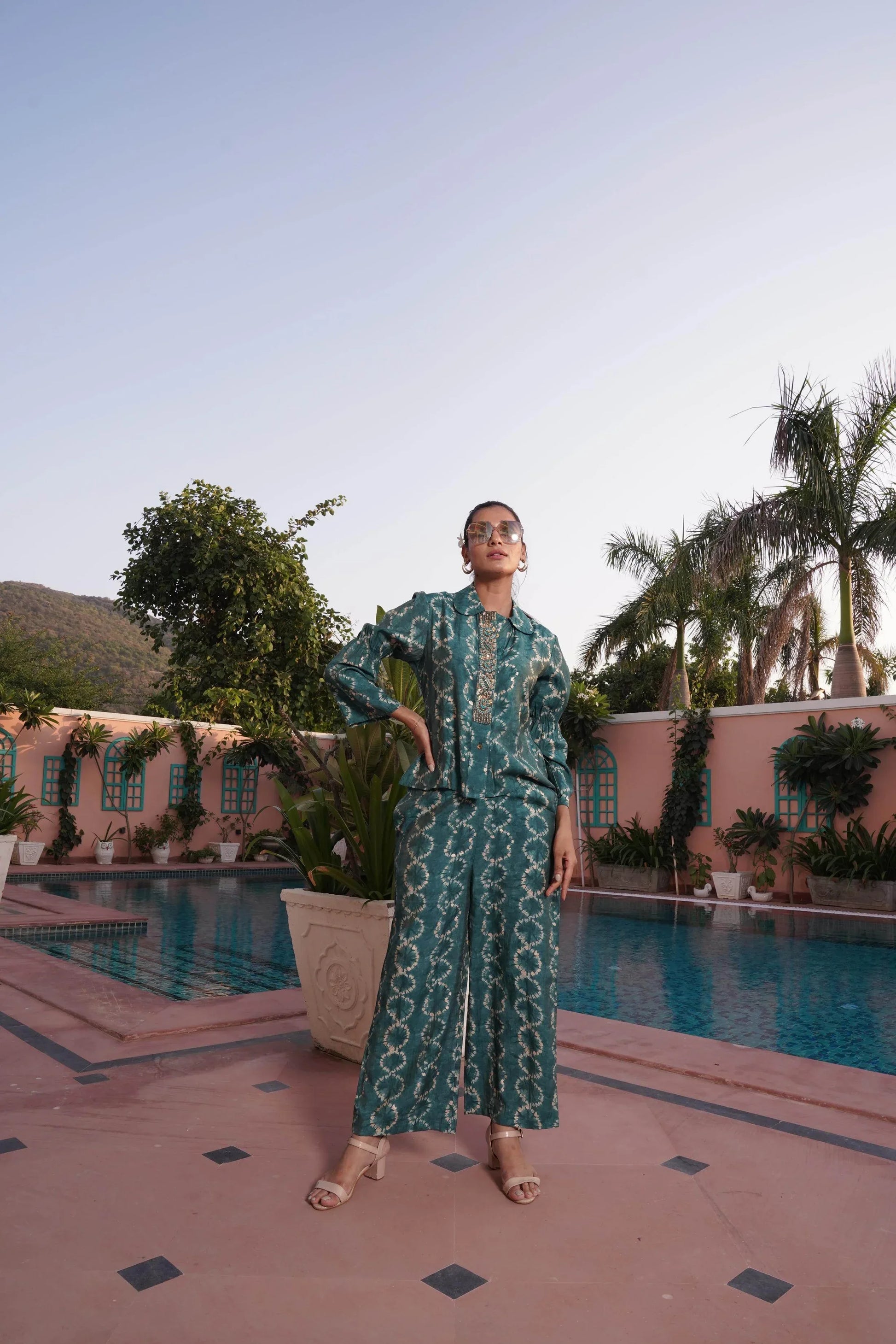 Aneri Maroon & Teal Chanderi Silk Co-Ord Set for Women | Elegant Ethnic Wear - warehousetech13