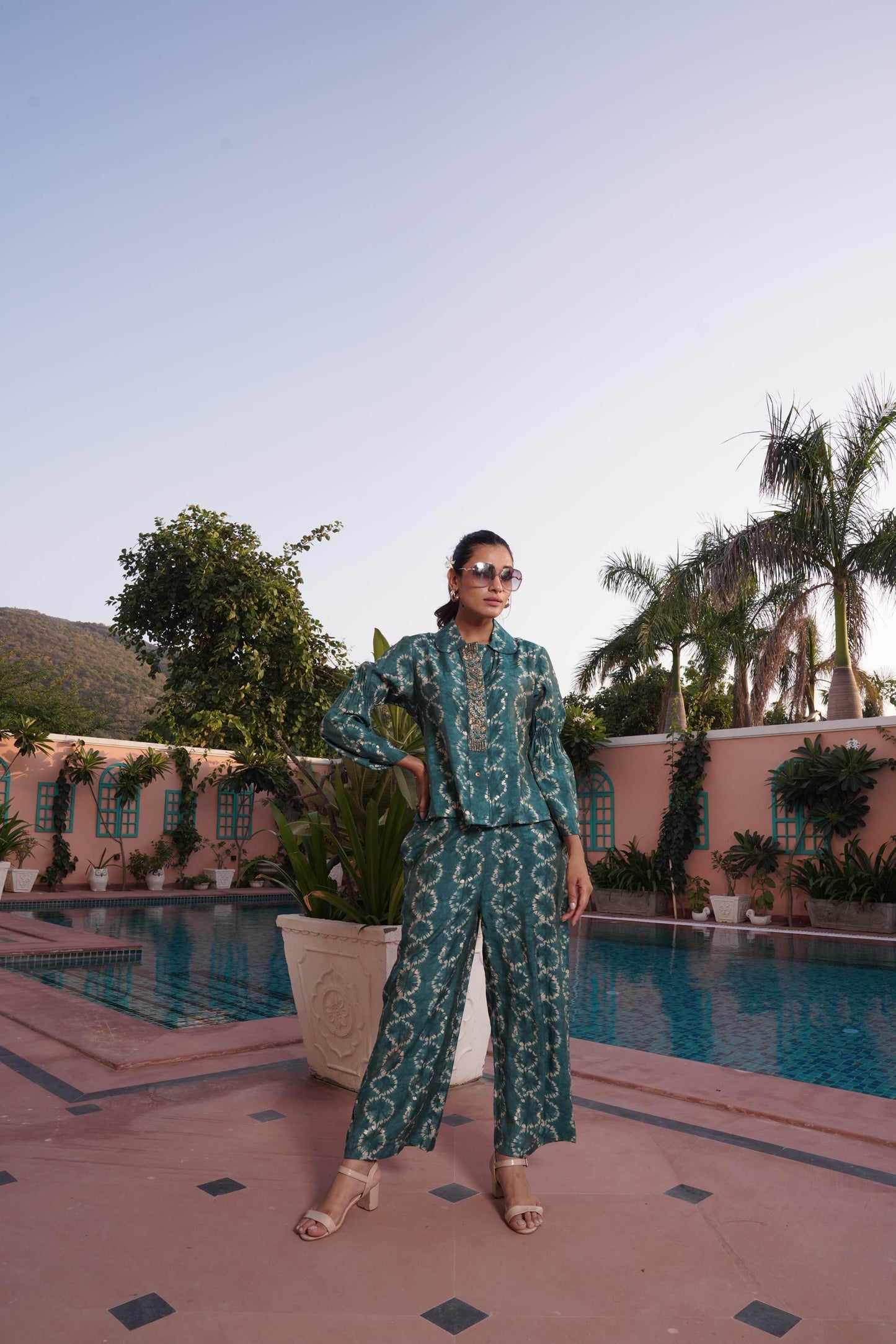 Aneri Maroon & Teal Chanderi Silk Co-Ord Set for Women | Elegant Ethnic Wear - warehousetech13