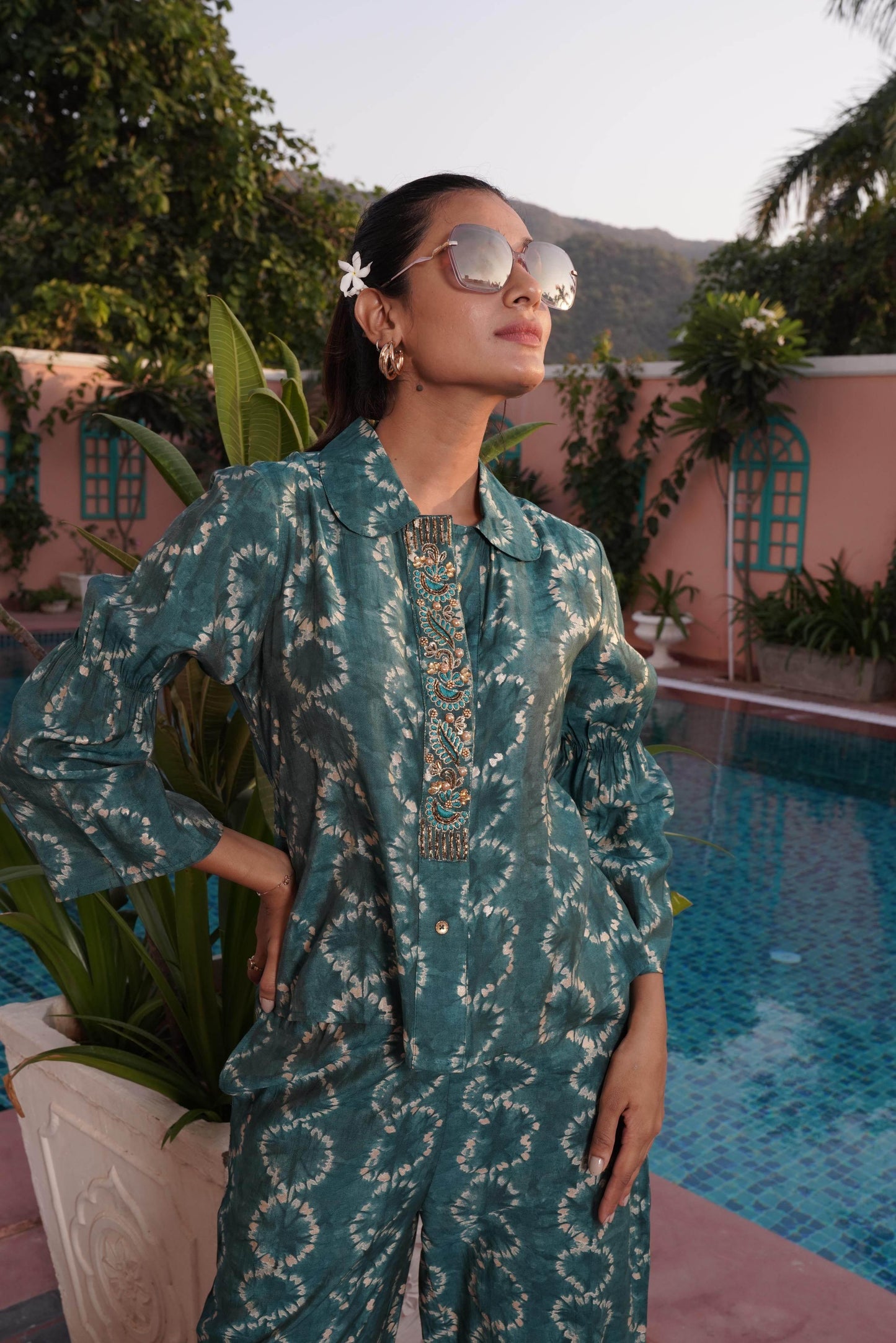 Aneri Maroon & Teal Chanderi Silk Co-Ord Set for Women | Elegant Ethnic Wear - warehousetech13