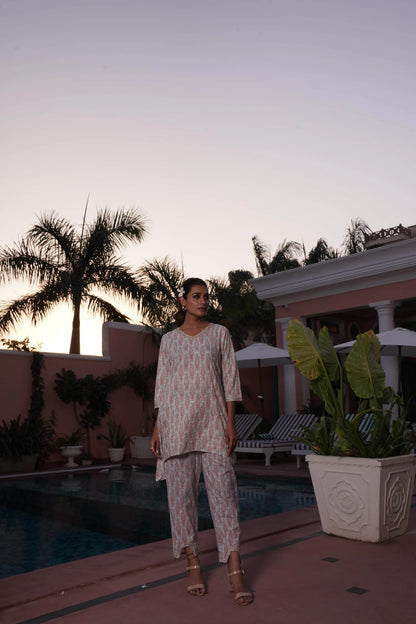 Henna Pink Cotton Two-Piece Co-Ord Set – Perfect Everyday Wear - warehousetech13