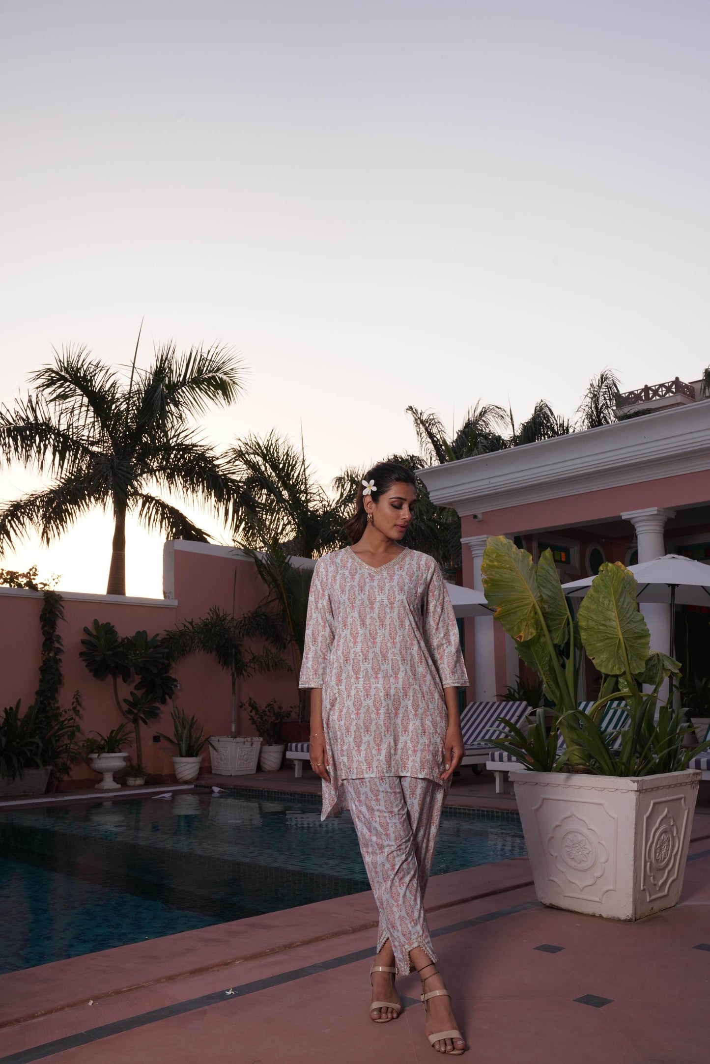 Henna Pink Cotton Two-Piece Co-Ord Set – Perfect Everyday Wear - warehousetech13