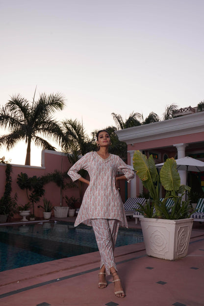 Henna Pink Cotton Two-Piece Co-Ord Set – Perfect Everyday Wear - warehousetech13