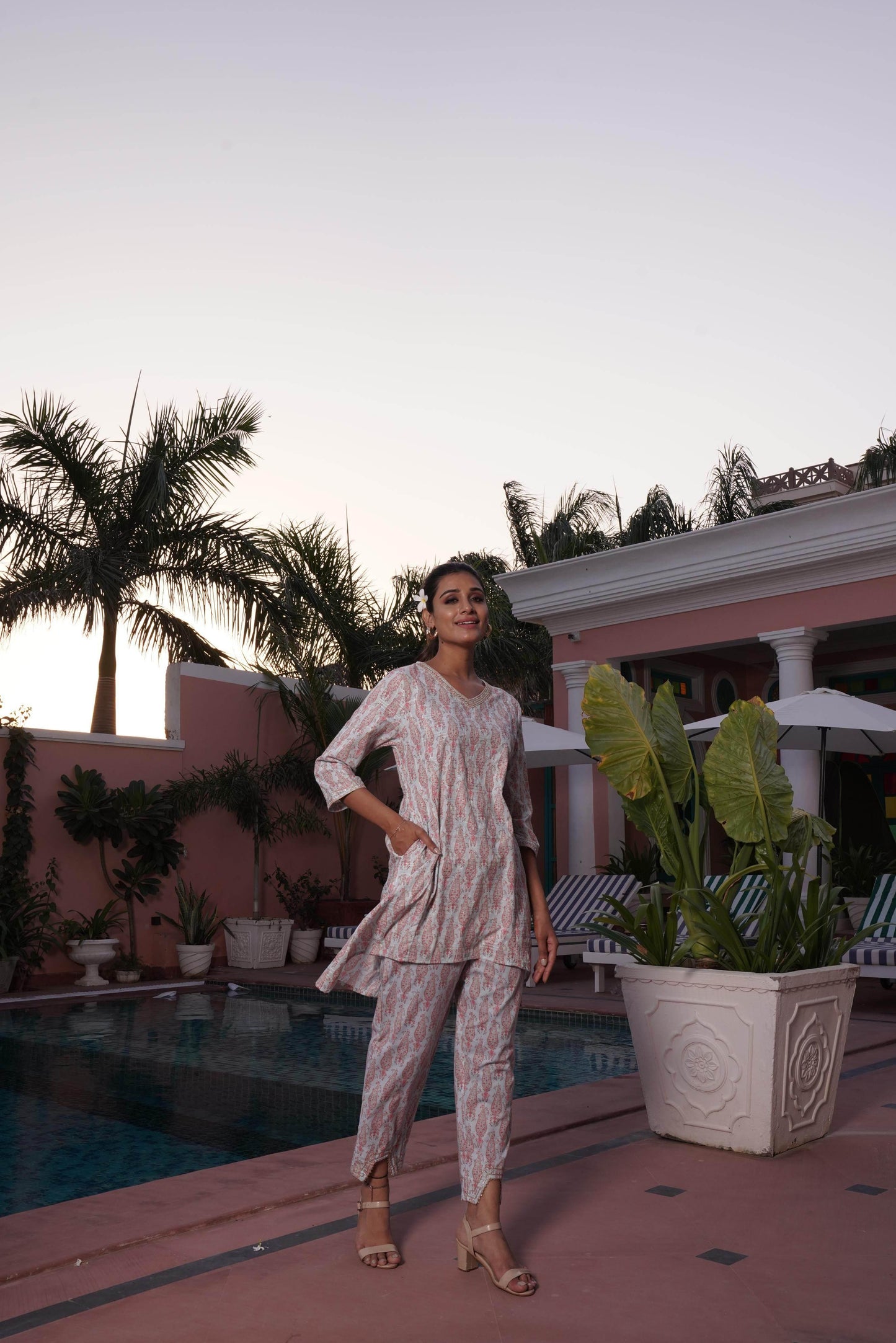 Henna Pink Cotton Two-Piece Co-Ord Set – Perfect Everyday Wear - warehousetech13