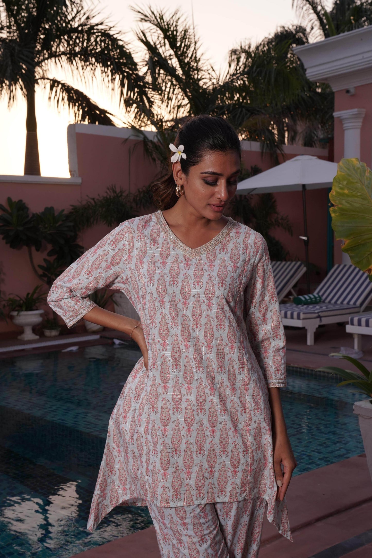 Henna Pink Cotton Two-Piece Co-Ord Set – Perfect Everyday Wear - warehousetech13