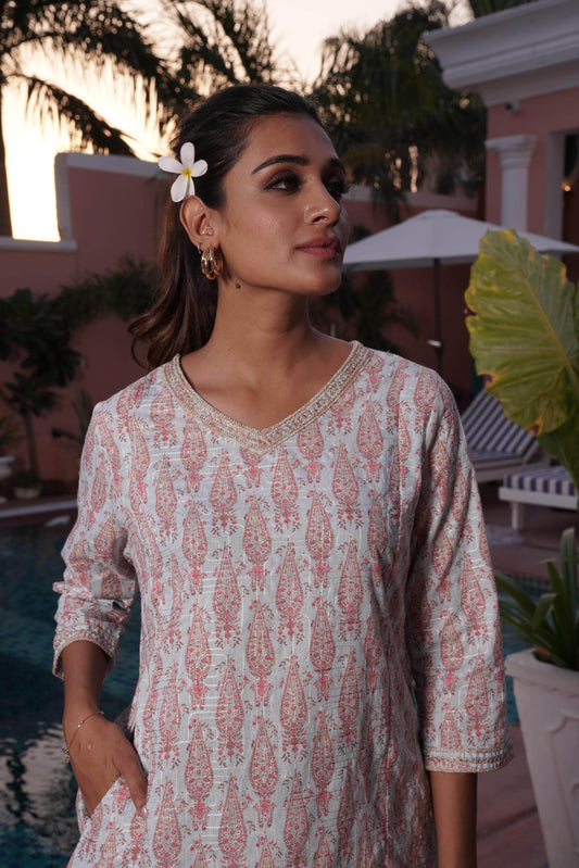 Henna Pink Cotton Two-Piece Co-Ord Set – Perfect Everyday Wear