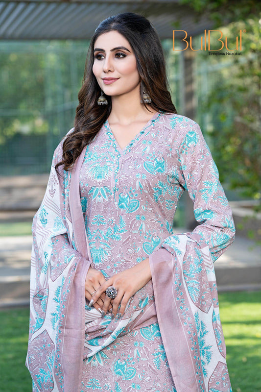 Stylish Cotton Kurta Set with Dupatta for Women – Elegant Brown & Green Color Ethnic Wear