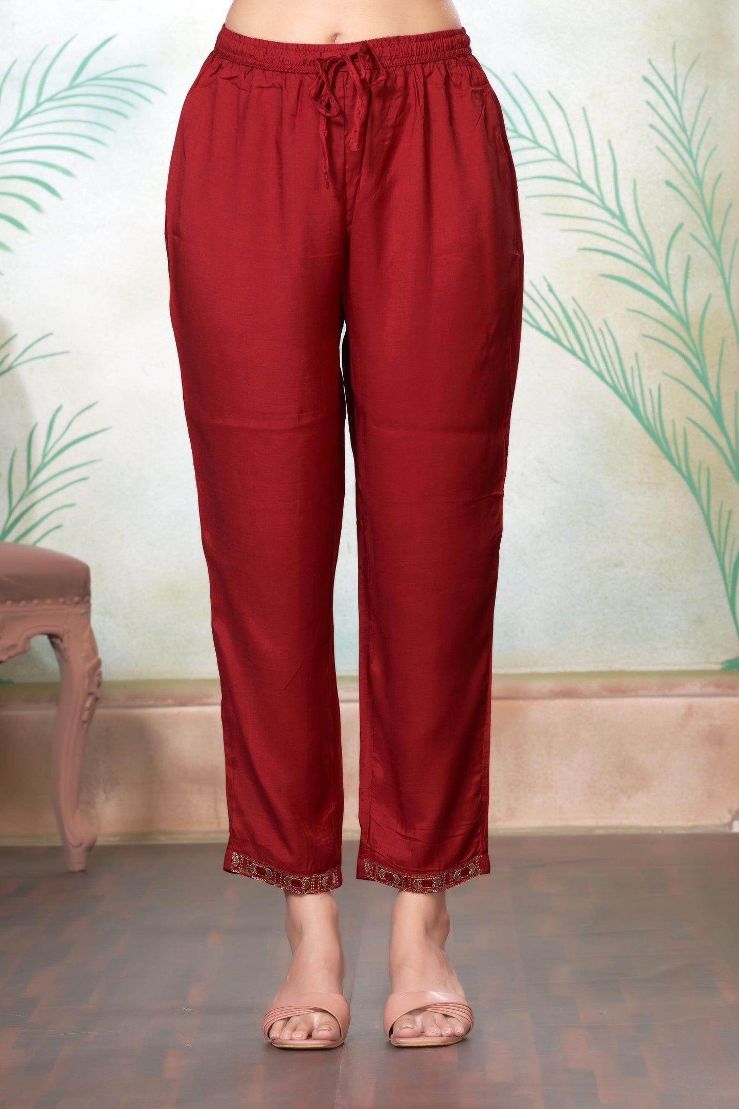 Ashima Beige & Red Cotton Kurta Set with Dupatta | Elegant Ethnic Wear for Women