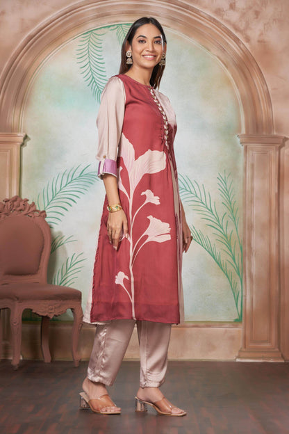 Arwa Silk Brown & Black Kurta Set – Elegant Traditional Wear