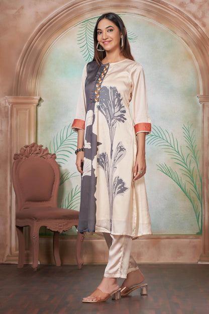 Arwa Silk Brown & Black Kurta Set – Elegant Traditional Wear