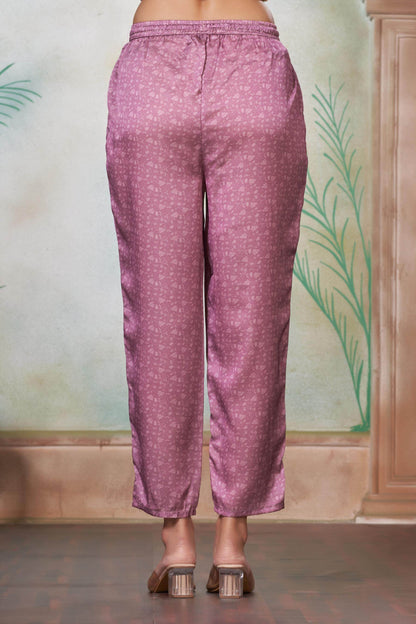 Reeva Silk White and Lavender Kurta Set - Elegant Handcrafted Ethnic Wear