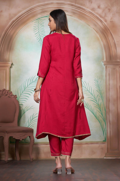Shikha Muslin Fuschia & Mustard Kurta Set with Dupatta - Women's Ethnic Wear | Festive Ready Cotton Kurta Suit
