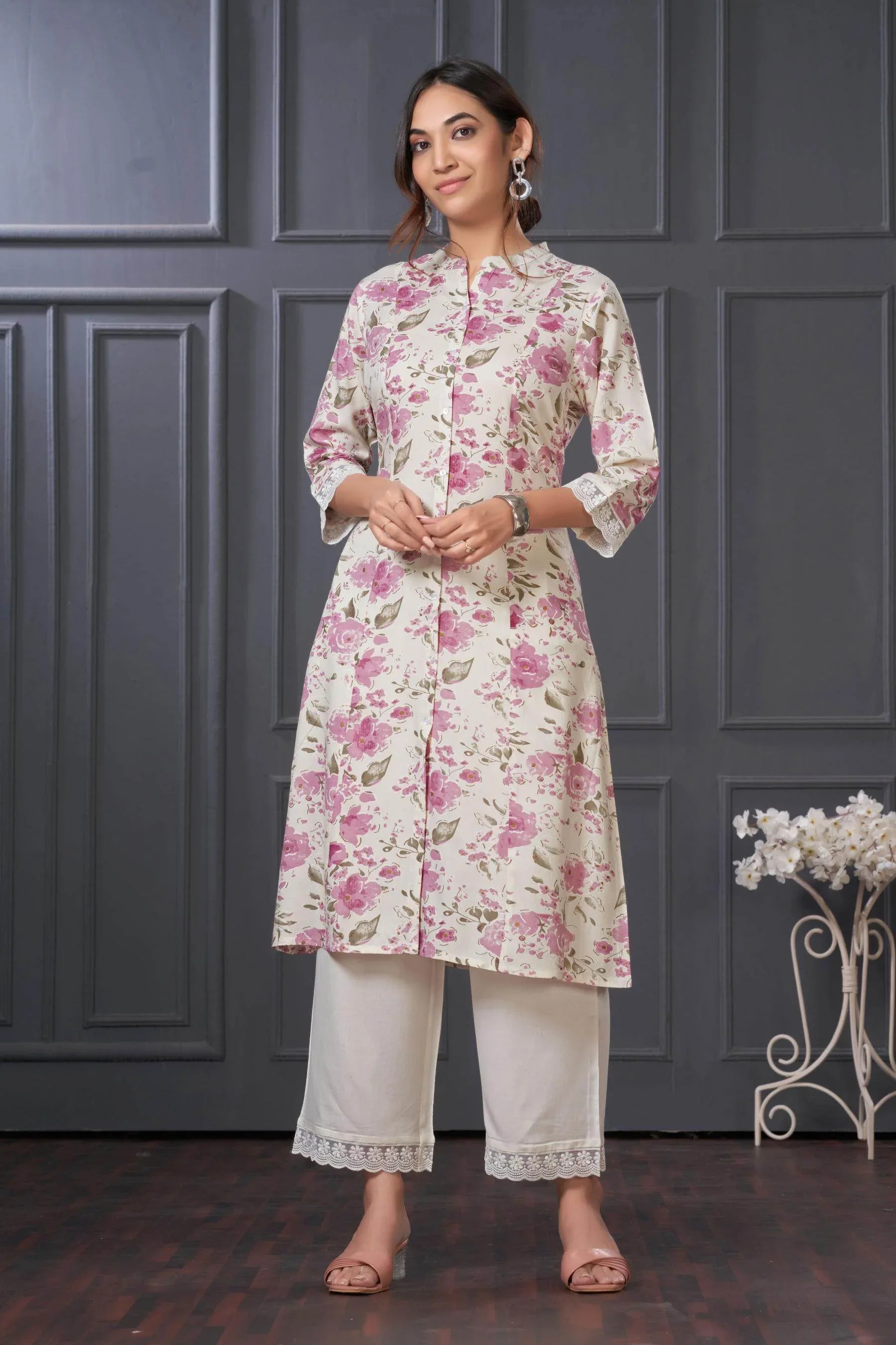 BulBul Lily Green & Purple Floral Printed Rayon Kurta Set for Women | Elegant Ethnic Wear with Dupatta - warehousetech13