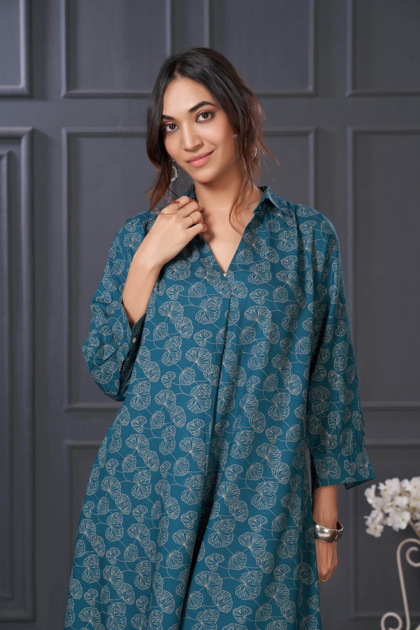 BulBul Lily Teal & Green Printed Rayon Kurta Set for Women | Stylish Ethnic Wear | Comfortable Daily & Festive Outfit - warehousetech13