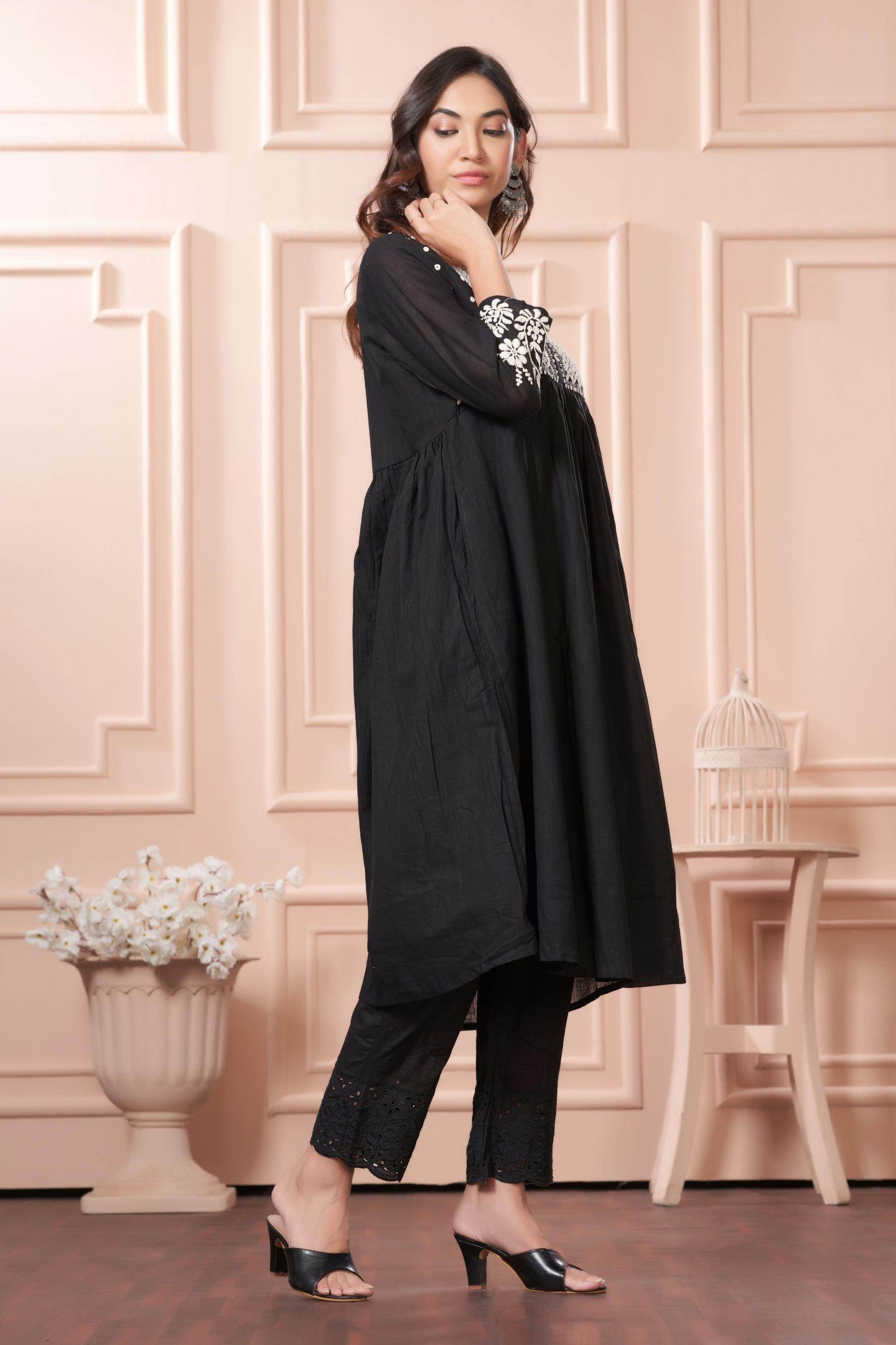 Abhilasha Cotton Black Kurta Set with Dupatta – Elegant Ethnic Wear for Women