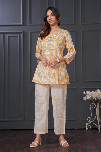 Chaya Off White Cotton Co-Ord Set for Women | Elegant Summer Outfit | Stylish Two-Piece Lounge Wear