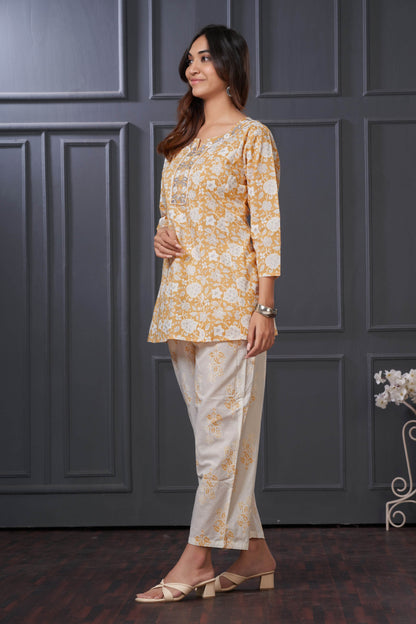 Chaya Off White Cotton Co-Ord Set for Women | Elegant Summer Outfit | Stylish Two-Piece Lounge Wear