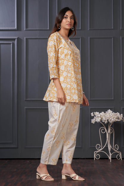 Chaya Off White Cotton Co-Ord Set for Women | Elegant Summer Outfit | Stylish Two-Piece Lounge Wear