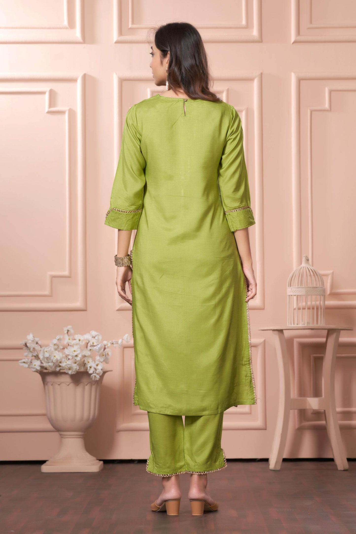Adab Muslin Teal & Green Kurta Set with Dupatta | Ethnic Wear for Women