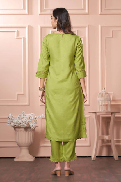 Adab Muslin Teal & Green Kurta Set with Dupatta | Ethnic Wear for Women