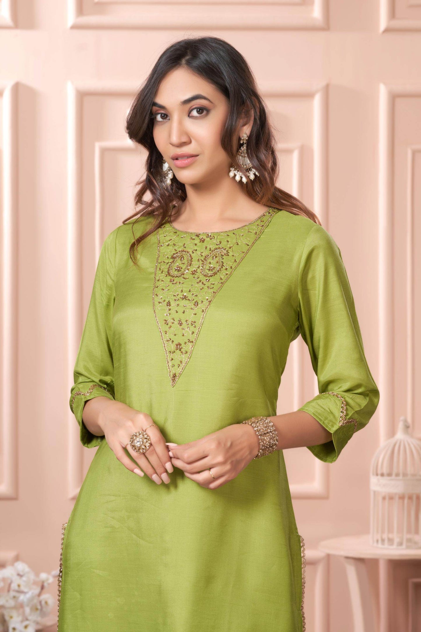 Adab Muslin Teal & Green Kurta Set with Dupatta | Ethnic Wear for Women