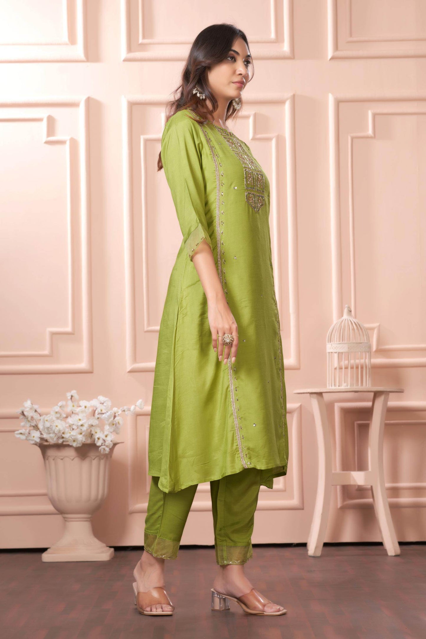 Women's Nafisa Viscose Teal Green Kurta Set with Dupatta - Elegant Ethnic Wear for Festive & Casual Occasions