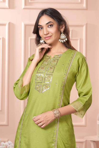 Women's Nafisa Viscose Teal Green Kurta Set with Dupatta - Elegant Ethnic Wear for Festive & Casual Occasions