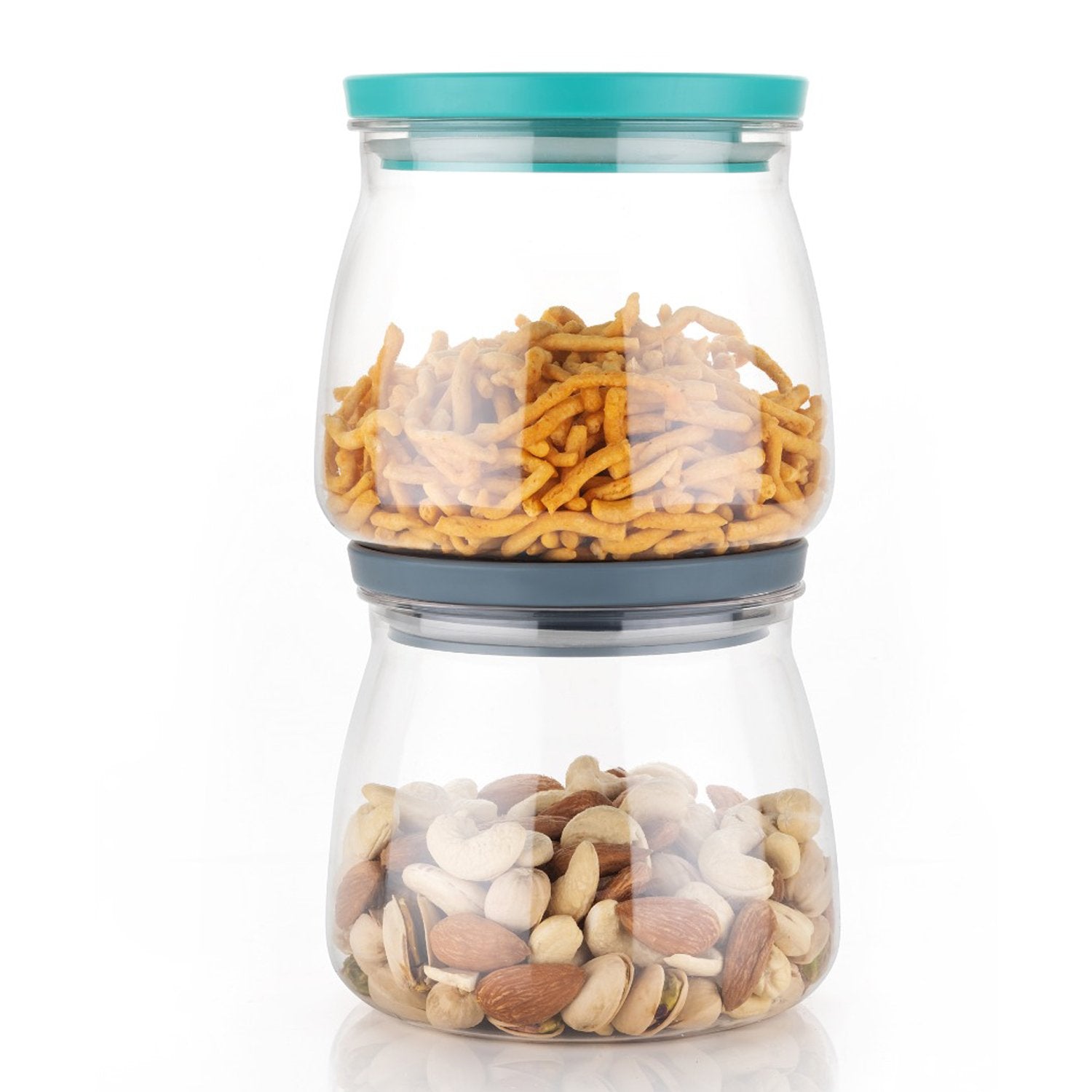 2286 Matka Shaped Jar With Air Tight Leak Proof Lid (Multicolour) (Set Of 6) (900ml) - warehousetech13