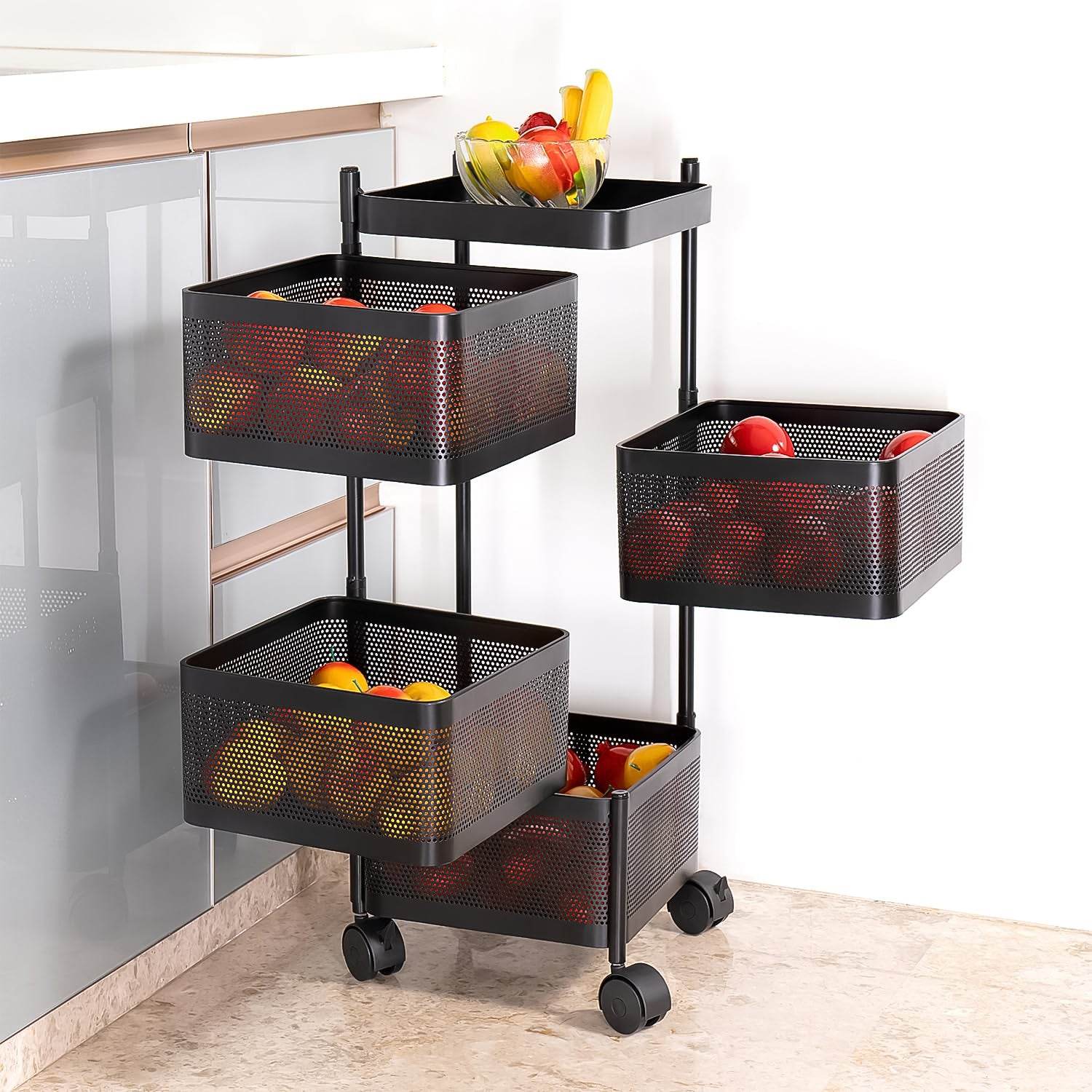 Metal Square High Quality Kitchen Trolley With Wheels (4 Layer 1 Pc) - warehousetech13