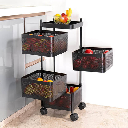 Metal Square High Quality Kitchen Trolley With Wheels (4 Layer 1 Pc) - warehousetech13
