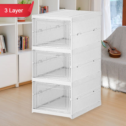 Stackable Multifunctional Storage For Clothes Foldable Drawer Shelf Basket Utility Cart Rack Storage Organizer Cart For Kitchen Pantry Closet Bedroom Bathroom Laundry (3 Layer 1 Pc) - warehousetech13