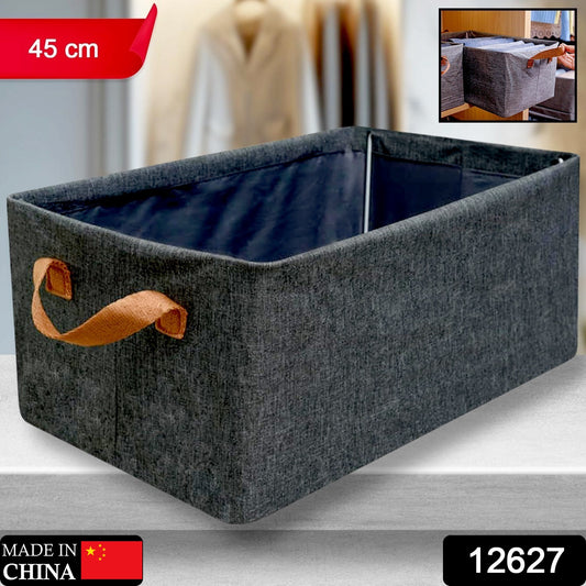 12627 Foldable Storage Box With Lid And Handles Cotton And Linen Storage Bins And Baskets Organizer For Nursery Closet Bedroom Home (45 Cm) - warehousetech13