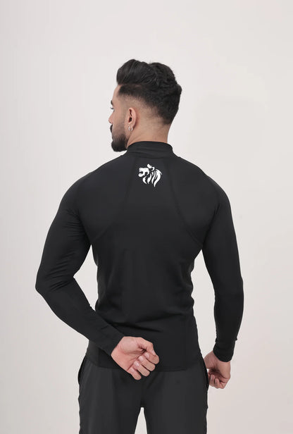 LONG SLEEVE HIGH - SPANDEX COMPRESSION TOP BLACK & GREY