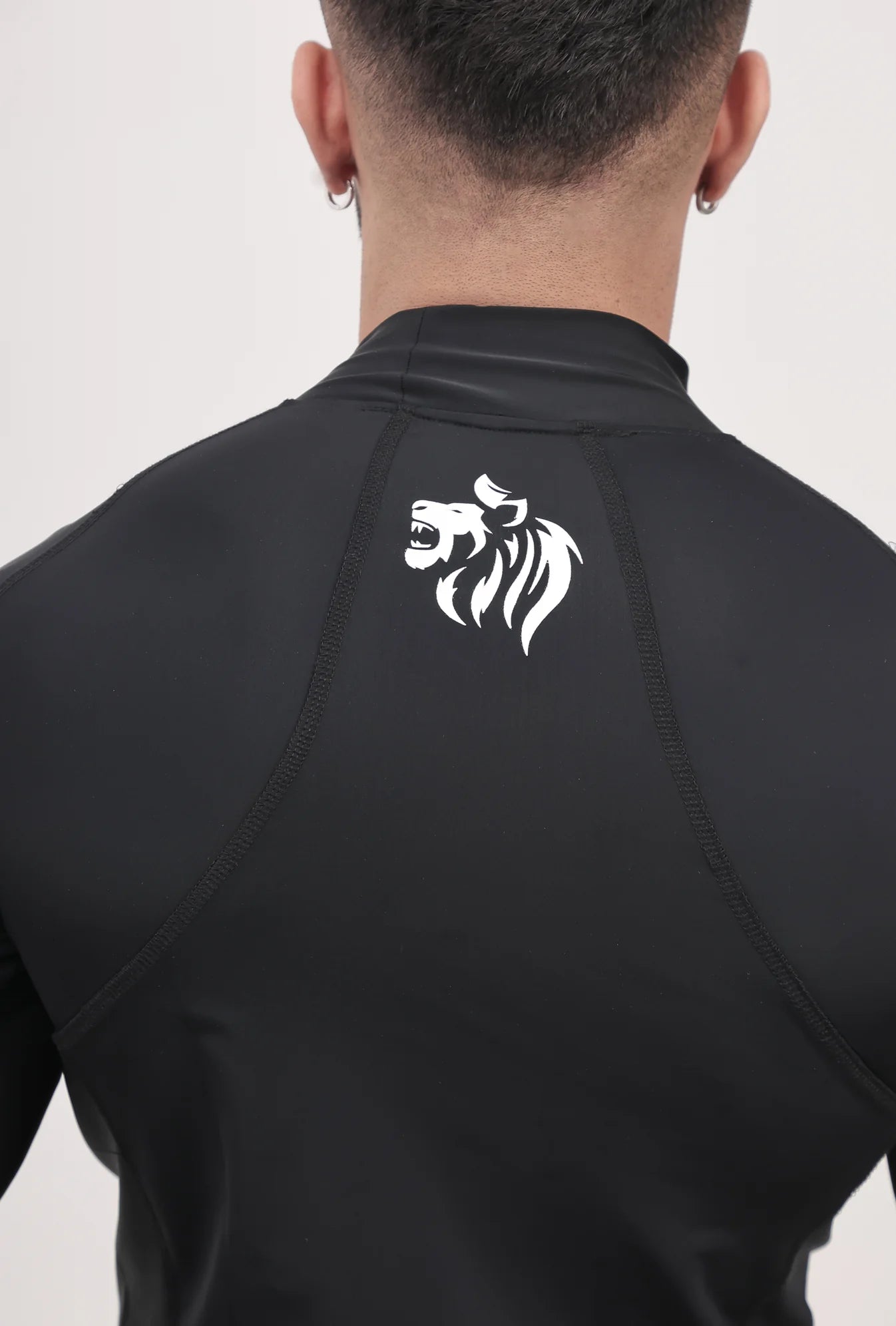 LONG SLEEVE HIGH - SPANDEX COMPRESSION TOP BLACK & GREY