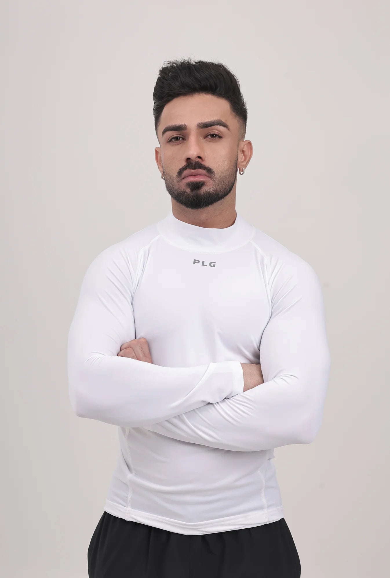 LONG SLEEVE HIGH - SPANDEX COMPRESSION TOP WHITE