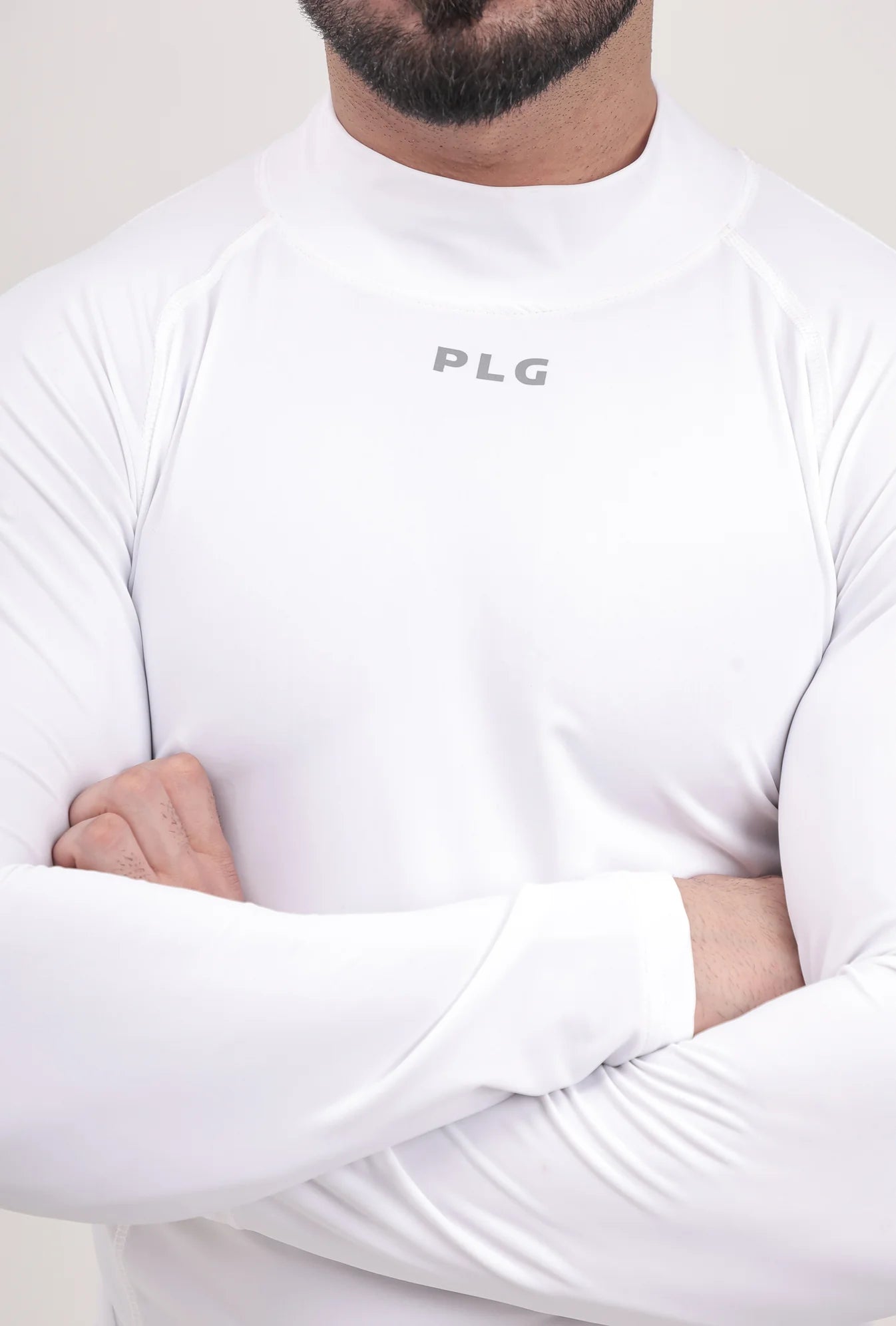 LONG SLEEVE HIGH - SPANDEX COMPRESSION TOP WHITE