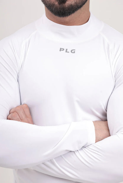 LONG SLEEVE HIGH - SPANDEX COMPRESSION TOP WHITE