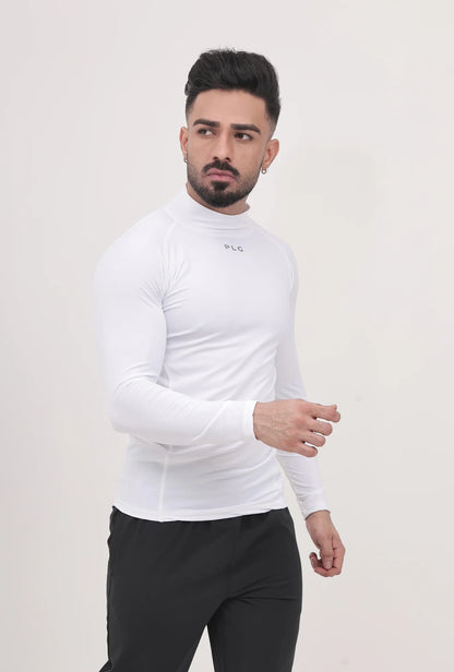 LONG SLEEVE HIGH - SPANDEX COMPRESSION TOP WHITE